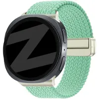 Bandz Magnetisch gevlochten nylon bandje geschikt voor Samsung Galaxy Watch 8 (40mm, 44mm) en Galaxy Watch 8 Classic (46mm) – moderne en flexibele gevlochten nylon strap (Mintgroen)