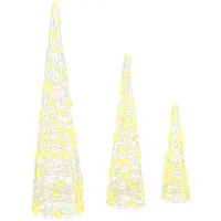 vidaXL Kerstboom met 90 LED 3 pcs Warmwit 20 x 20 x 80 cm Acryl