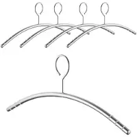 Sotech 5 stuks design kledinghangers roestvrij staal SS201 met antislipringen (oog 360 graden draaibaar, ronde buis Ø 12 mm x 433 mm, geborsteld) gesloten overhemdhanger - diefstalbeveiliging