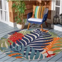 Muratap Binnen en buiten rond vloerkleed floral outdoor laagpolig tapijt 120 cm rond