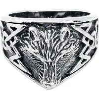 EtNox Ring - Wolf's Head - voor Mannen - zilverkleurig - Maat L