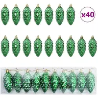 vidaXL Kerstdennenappelbal 40 st Groen 4 x 9 cm Kunststof