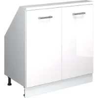 Vicco R-Line Keukenkast voor schuine wand – 80 cm met 2 deuren Wit hoogglans/wit