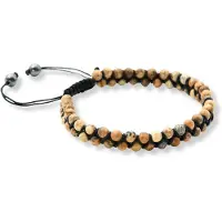 Marama - Herenarmband Jaspis Edelsteen - waxcord - edelsteen - heren - verstelbaar - subtiel - stoer - bruine edelsteen
