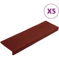 vidaXL Trapmatten Zelfklevend 5 stuks 65x21x4 cm Bordeaux Rood Rechthoekige Rand