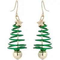 Marama - oorbellen Kerstboom - dames oorhangers - kerst - nikkelvrij - groen - goud - glinsterend - damesoorbellen