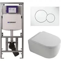 Geberit QeramiQ Dely Swirl Toiletset - 36.5x53cm - UP320 inbouwreservoir - met Burda frame - 35mm zitting - witte sigma bedieningsplaat - ronde knoppen - mat wit 0701131/0700518/SW1000767/SW1026257