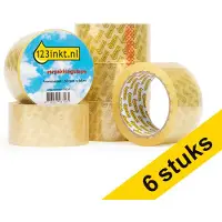 123inkt verpakkingstape transparant 50 mm x 66 m (6 rollen)