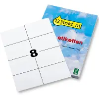 123inkt universele etiketten A4 105 x 74 mm wit (800 etiketten) FSC Mix Credit