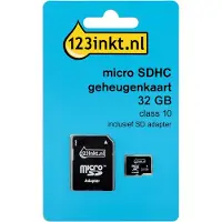 123inkt Micro SDHC geheugenkaart class 10 inclusief SD adapter - 32GB
