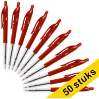 123inkt balpen met drukknop rood (50 stuks)