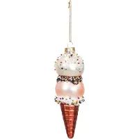House Vitamin Xmas hanger ice cream glass pink/white 5x14cm