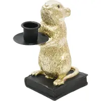 House Vitamin Candle holder mouse polyresin gold 8x10x17cm