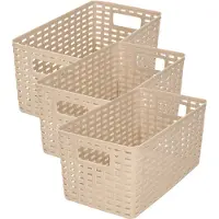 PlasticForte Opbergmand - 6x stuks - Kastmand - rotan kunststof - taupe - 5 Liter - 15 x 28 x 13 cm