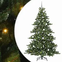 vidaXL Kunstmatige Hinged Kerstboom Groen 210 cm PVC en Staal