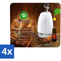 Air Wick 4 x Essential Mist - Starterkit - Edelhout - 20ml - Geurverspreider - Essentiële Oliën - Kostbaar Hout - Geurdiffuser - Luchtverfrisser