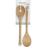 KitchenAid Saladebestek, Salade Couvert, Set van 2 Stuks, 30 cm, Berkenhout, Bruin -