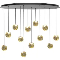 Highlight Hanglamp Melina 12 Lichts Zwart Met Amber Glas