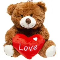 Duckiez Pluche Love bruine beer knuffel 23 cm - valentijn cadeautje voor hem of haar