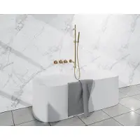 FortiFura Nebbio Badcombinatie-set - thermostaatkraan - glijstang met geïntegreerde wandaansluitbocht - metalen doucheslang - staaf handdouche - uitloop - geborsteld messing PVD (goud)