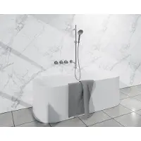 FortiFura Nebbio Badcombinatie-set - thermostaatkraan - glijstang - geïntegreerde wandaansluitbocht - gladde doucheslang - ronde handdouche - uitloop - geborsteld RVS