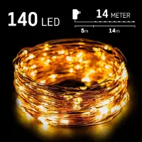 Emos Kerstverlichting buiten - 14 meter 140 LED - Warm Wit - Lichtsnoer Nano Koperdraad - IP44 Stekker met timerfunctie - Kerstboomverlichting - geschikt voor binnen en buiten - kerstverlichting led