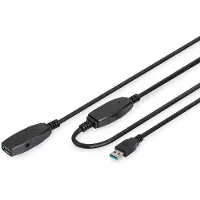 Digitus DA-73107 USB-kabel USB 3.2 Gen1 USB-A stekker, USB-A bus 20.00 m Zwart Afgeschermd, Afgeschermd (dubbel)