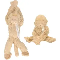 Happy horse pluche aapje knuffel - 2x stuks - 23 cm - beige