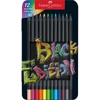 Faber Castell Zwarte editie kleurpotloden set - 12 stuks, metalen doos