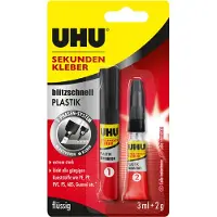 UHU secondenlijm bliksemsnel PLASTIC, 3 ml + 2 g