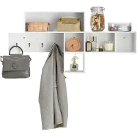 SoBuy FHK17-W Kapstok Wandplank – Garderobe met 5 Vakken en 4 Haken – 110x15x53 cm – Wit