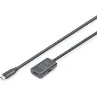 Digitus DA-73108 USB-C-kabel USB 3.2 Gen1, USB 3.2 Gen1, USB 3.0 USB-C, USB-C bus, USB-C stekker 5.00 m Zwart Actief met signaalversterking, Stekker past op