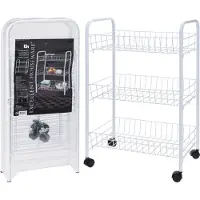 Excellent houseware Witte keuken trolley met manden op wielen - Opberg trolley