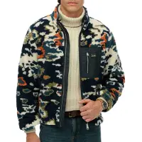 Superdry Fleece jas crème / donkerblauw / kaki / oranje