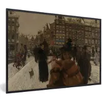MuchoWow Foto in lijst - Singelbrug bij de Paleisstraat in Amsterdam - Schilderij van George Hendrik Breitner fotolijst zwart 60x40 cm - Poster in lijst (Wanddecoratie woonkamer / slaapkamer)