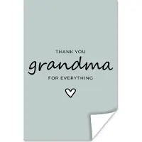 MuchoWow Presentje voor grootmoeder op Moederdag thank you grandma for everything grijs poster poster 120x180 cm XXL / Groot formaat!