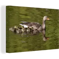 MuchoWow Canvas Schilderij Gans - Water - Dieren - 60x40 cm - Wanddecoratie