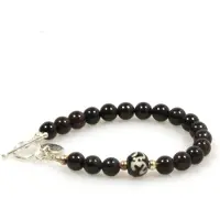Heaven Eleven Armband natuursteen granaat met tibetaanse kraal en sterling zilveren sluiting