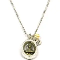 Heaven Eleven - dames ketting - Edelstaal ballchain 2mm RVS - buddha in kastje - 74cm
