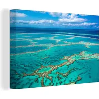 MuchoWow Canvas Schilderij Great Barrier Reef foto afdruk - 90x60 cm - Wanddecoratie