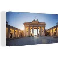 MuchoWow Canvas Schilderij Brandenburger Tor - Berlijn - zonsopgang - 40x20 cm - Wanddecoratie
