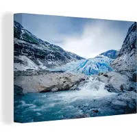 MuchoWow Canvas Schilderij Briksdal gletsjer - 120x80 cm - Wanddecoratie
