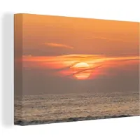 MuchoWow Zonsondergang in de zee Canvas 180x120 cm - Foto print op Canvas schilderij (Wanddecoratie woonkamer / slaapkamer) XXL / Groot formaat!