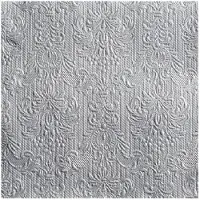 Ambiente Servetten Luxe - 15x stuks - 40 x 40 cm - zilver - barok patroon - 3 laags