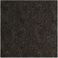 Ambiente Servetten Luxe - 15x stuks - 40 x 40 cm - zwart - barok patroon - 3 laags