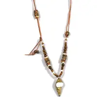 Heaven Eleven - Ibiza - dames ketting - been kralen 6 a 8 mm - Shankha tibetaanse schelp - 80cm
