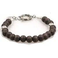 Heaven Eleven - Bruin Hout met Zilveren kraal 8mm- 21cm