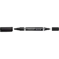 Staedtler permanente marker Lumocolor Duo, beitelpunt, zwart