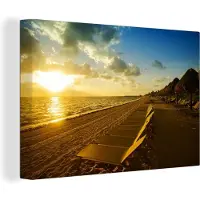 MuchoWow Canvas schilderij 180x120 cm - Wanddecoratie Cancun strand Mexico - Muurdecoratie woonkamer - Slaapkamer decoratie - Kamer accessoires - Schilderijen