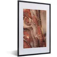 MuchoWow Foto in lijst - Zandsteen in Petra Jordanië fotolijst zwart met witte passe-partout 40x60 cm - Poster in lijst (Wanddecoratie woonkamer / slaapkamer)